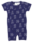 Organic Cotton Short Sleeve Romper Navy Print