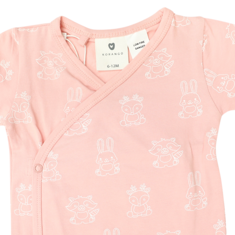 Organic Cotton Short Sleeve Romper Pink Print