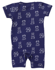 Organic Cotton Short Sleeve Romper Navy Print