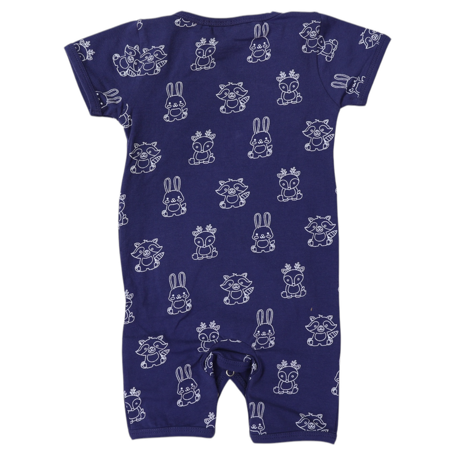 Organic Cotton Short Sleeve Romper Navy Print