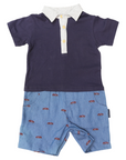 Race Car Short Sleeve Onesie Navy