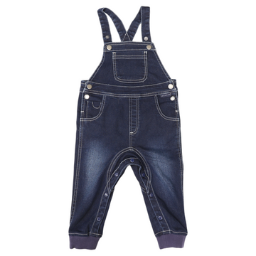 Denim Knit Overalls Dark Denim