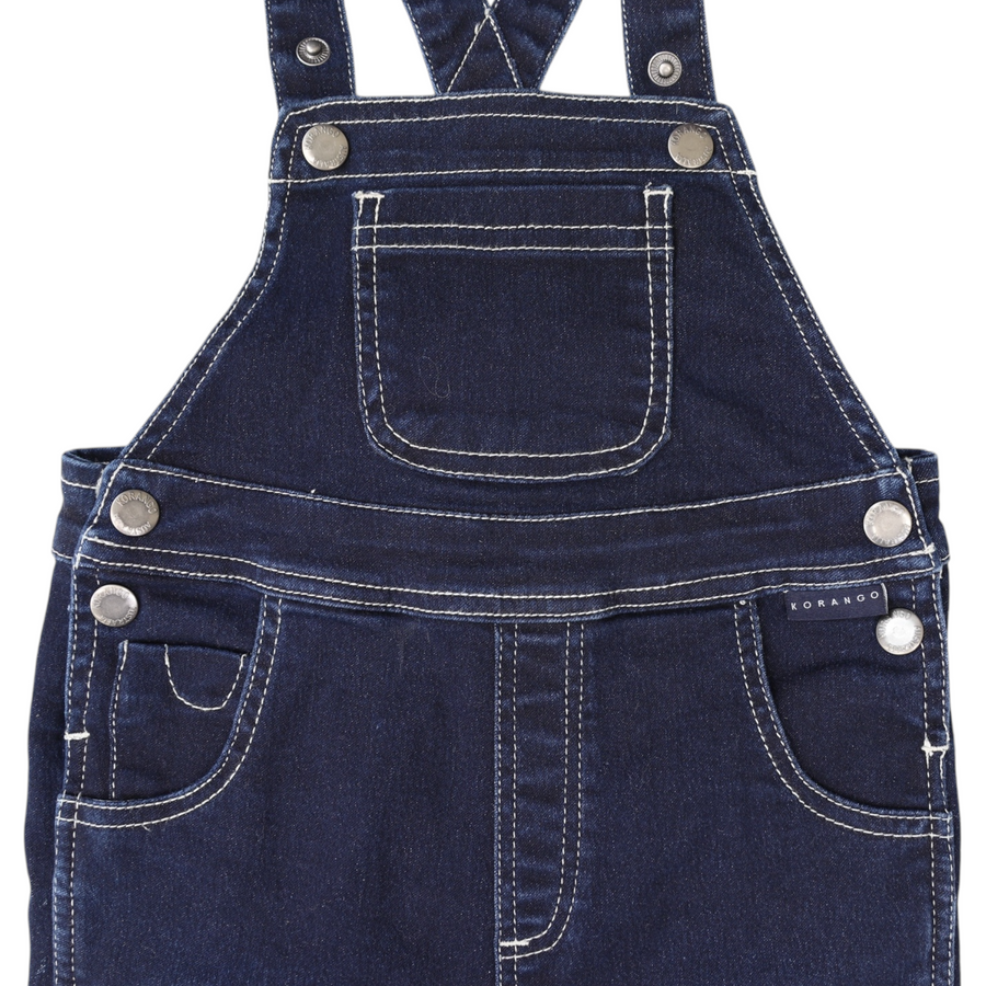 Denim Knit Overalls Dark Denim