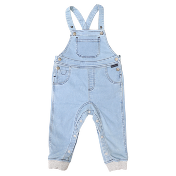 Denim Knit Overalls Light Denim