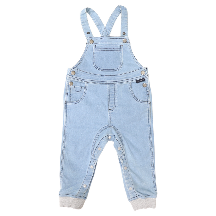 Denim Knit Overalls Light Denim