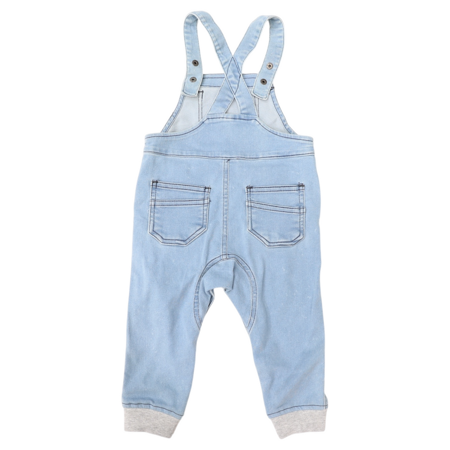 Denim Knit Overalls Light Denim