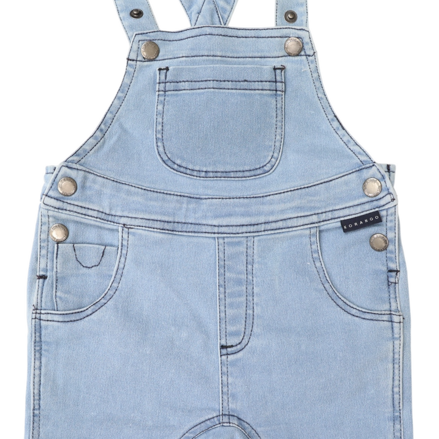 Denim Knit Overalls Light Denim