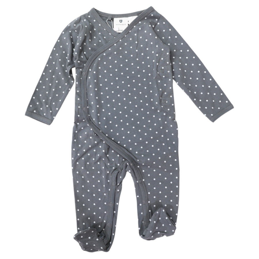 Organic Cotton Long Sleeve Romper Charcoal Spot