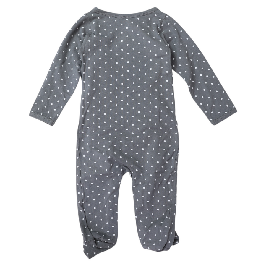 Organic Cotton Long Sleeve Romper Charcoal Spot