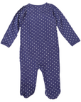 Organic Cotton Long Sleeve Romper Navy Spot