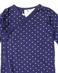 Organic Cotton Long Sleeve Romper Navy Spot