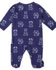 Organic Cotton Long Sleeve Romper Navy Print