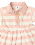 Striped Polo Dress Dusty Pink