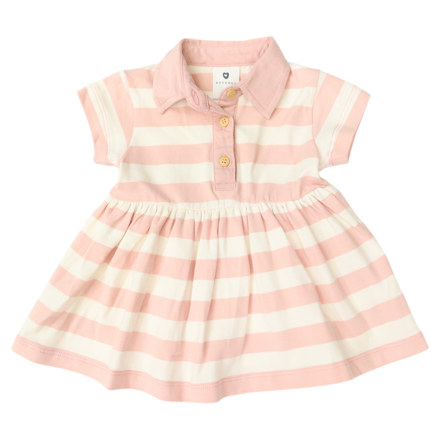 Striped Polo Dress Dusty Pink