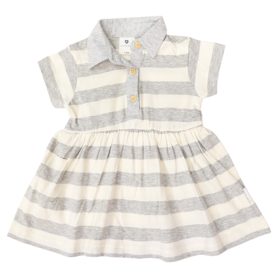 Striped Polo Dress Grey