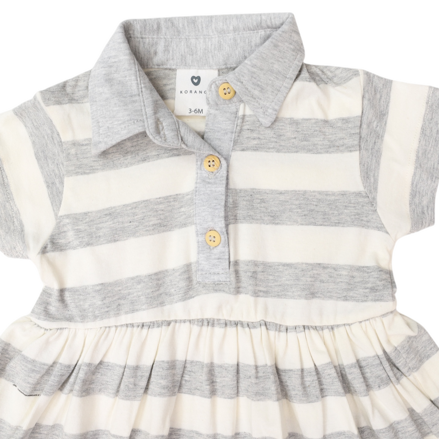 Striped Polo Dress Grey