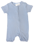 Cotton Modal Short Sleeve Zip Onesie Blue