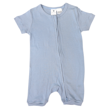 Cotton Modal Short Sleeve Zip Onesie Blue