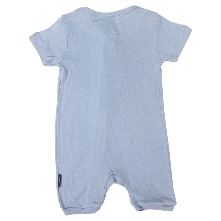 Cotton Modal Short Sleeve Zip Onesie Blue