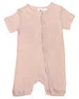 Cotton Modal Short Sleeve Zip Onesie Pink