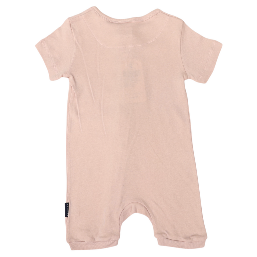 Cotton Modal Short Sleeve Zip Onesie Pink