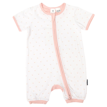 Swan Short Sleeve Zip Onesie White