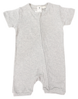 Cotton Modal Short Sleeve Zip Onesie Grey