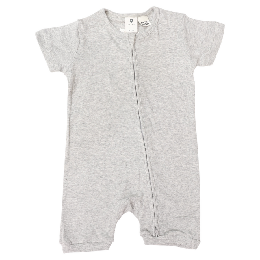 Cotton Modal Short Sleeve Zip Onesie Grey