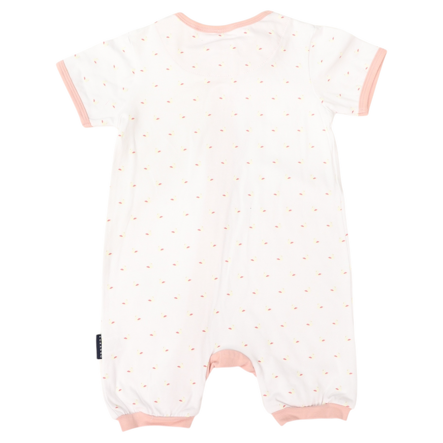 Swan Short Sleeve Zip Onesie White