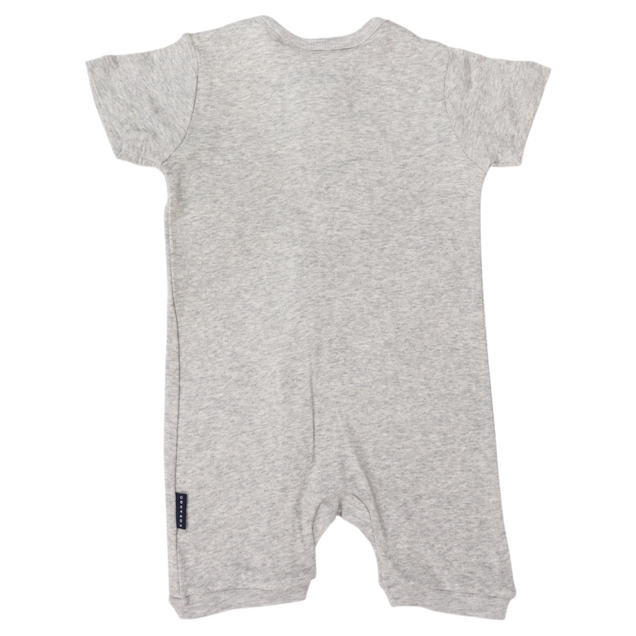 Cotton Modal Short Sleeve Zip Onesie Grey