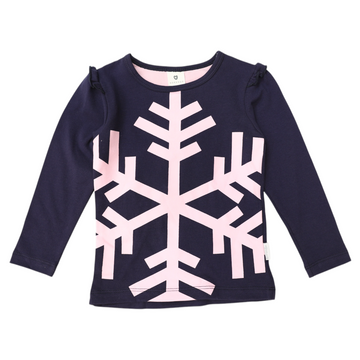 Snowflake Print Top Navy