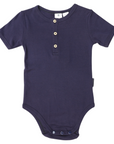 Cotton/Modal Henley Bodysuit Navy