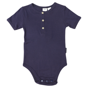 Cotton/Modal Henley Bodysuit Navy