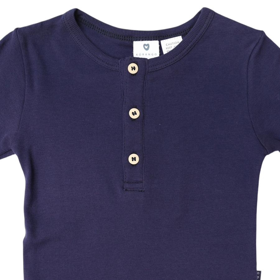 Cotton/Modal Henley Bodysuit Navy