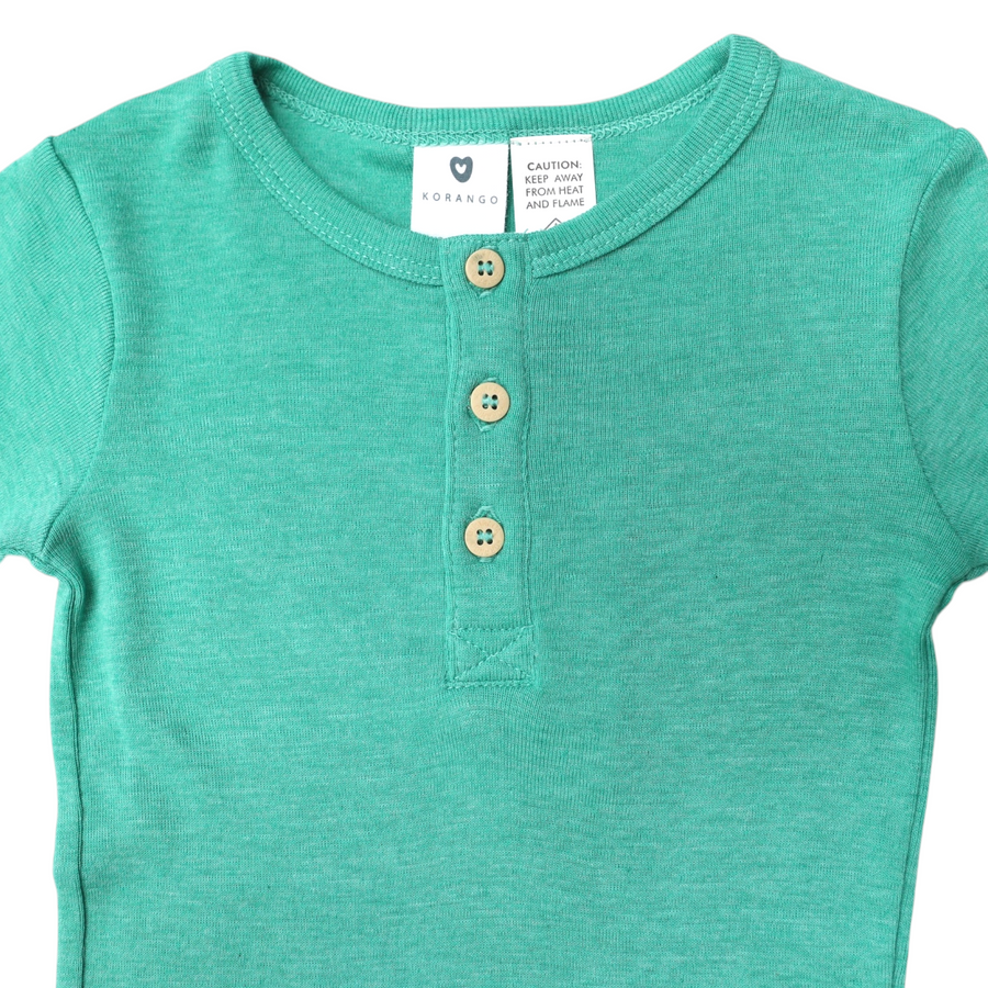 Cotton/Modal Henley Bodysuit Green