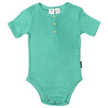 Cotton/Modal Henley Bodysuit Green