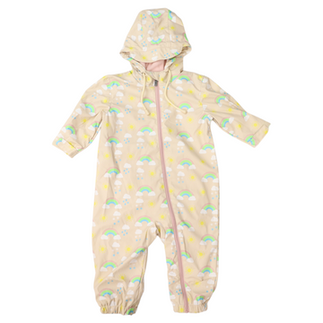 Sunshine & Rainbows Polar Fleece Lined Zip Rain Suit Tapioca