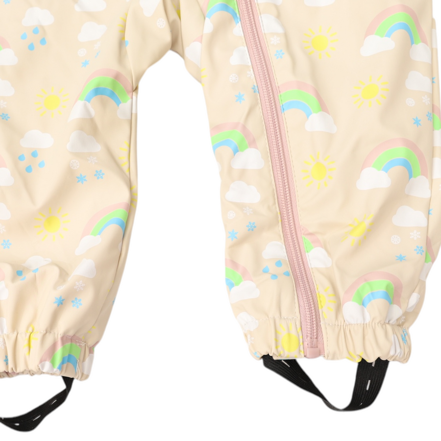 Sunshine & Rainbows Polar Fleece Lined Zip Rain Suit Tapioca