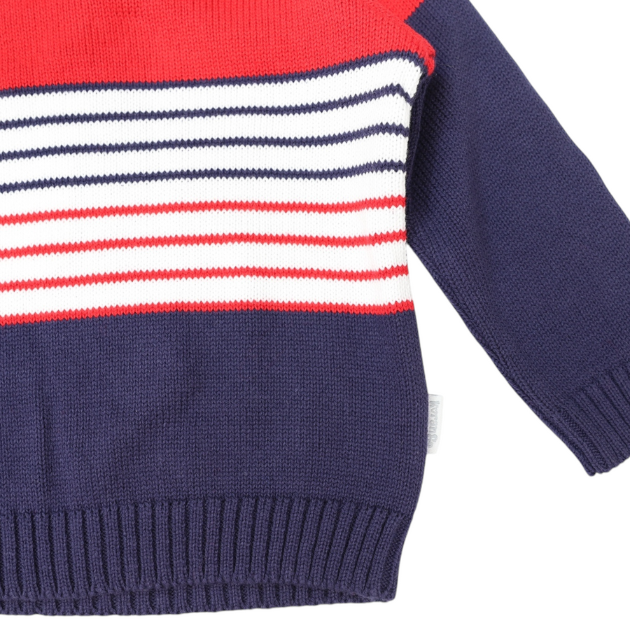 Striped Knit Sweater Red/Navy