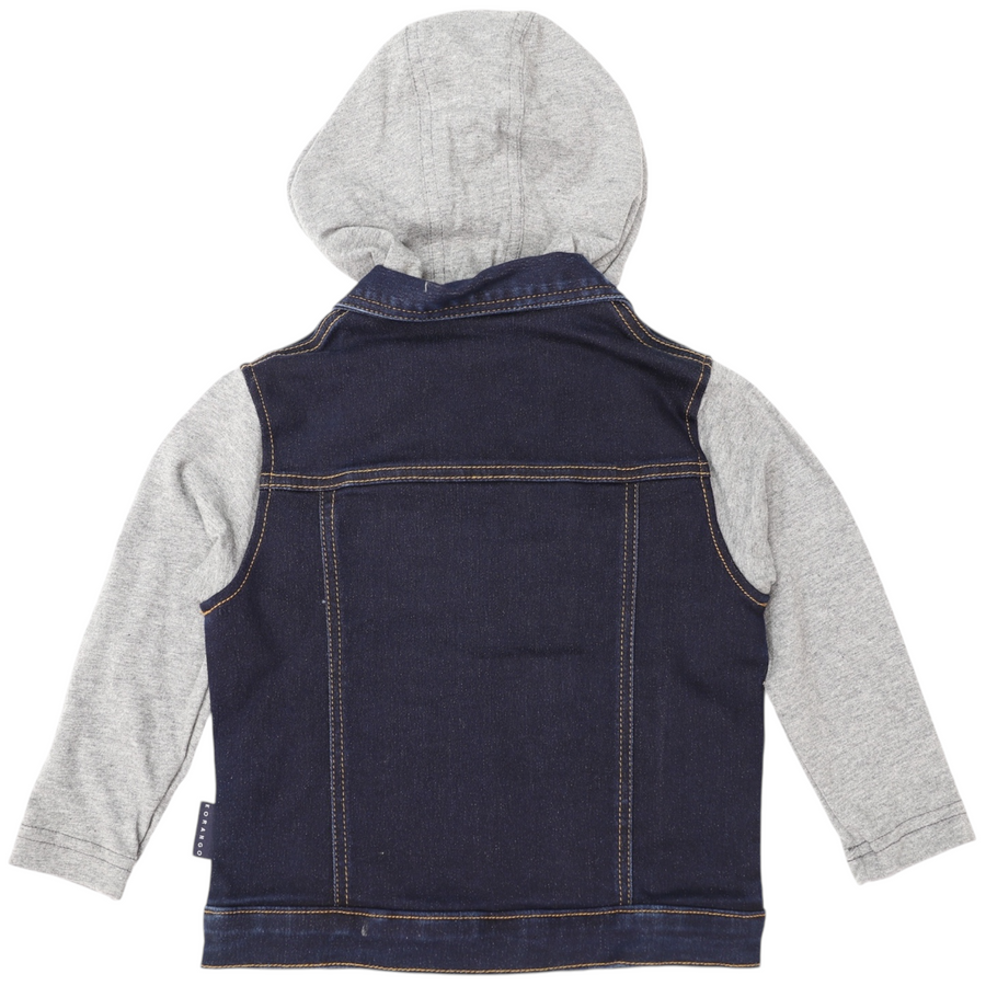 Lined Denim Jacket with Hood Dark Blue