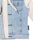 Lined Denim Jacket with Hood Light Blue