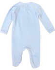 Velour Romper with Bunny Applique Blue