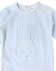 Velour Romper with Bunny Applique Blue