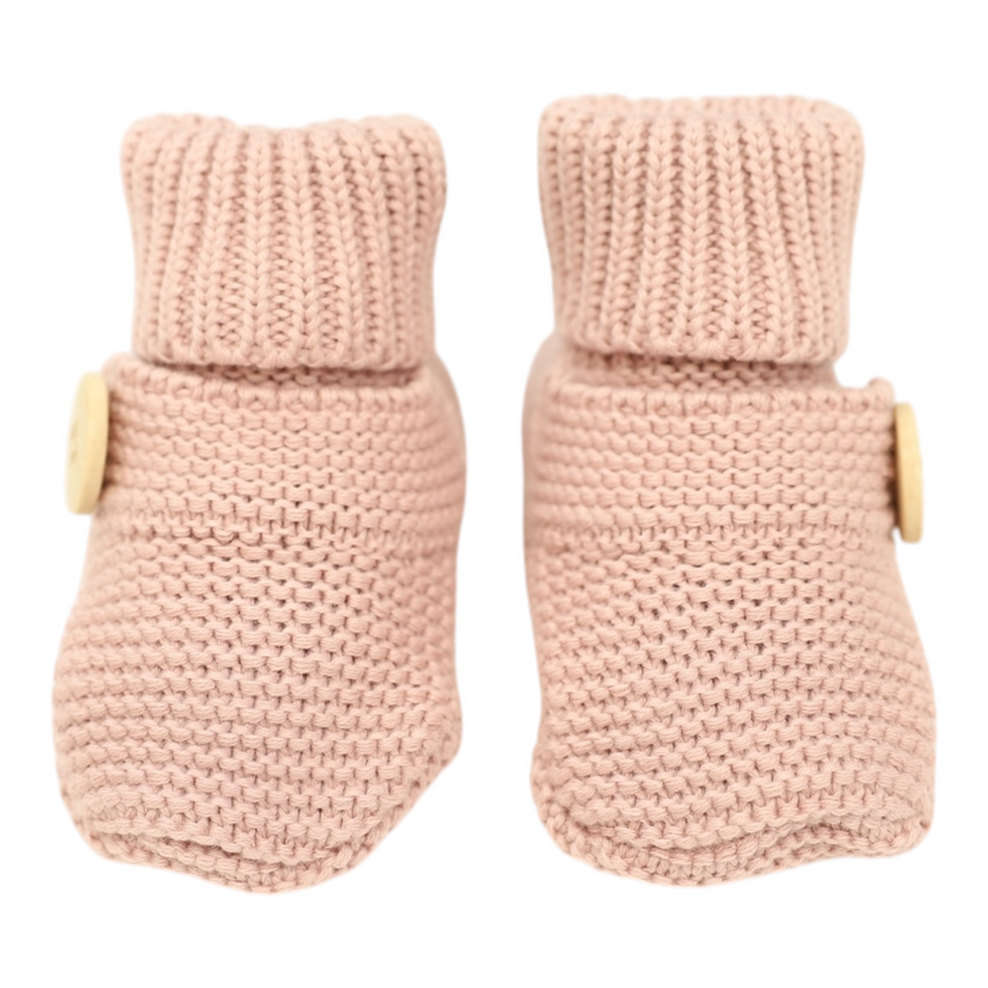 Cotton Knit Button Bootie with Gift Box Dusty Pink