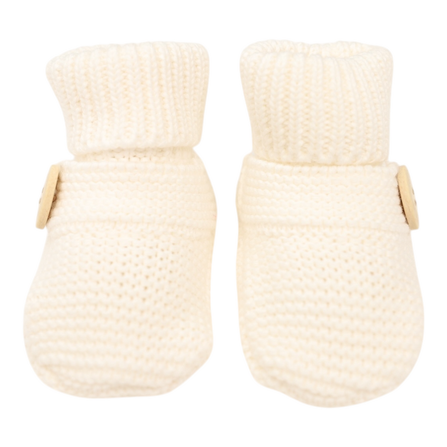 Cotton Knit Button Bootie with Gift Box White