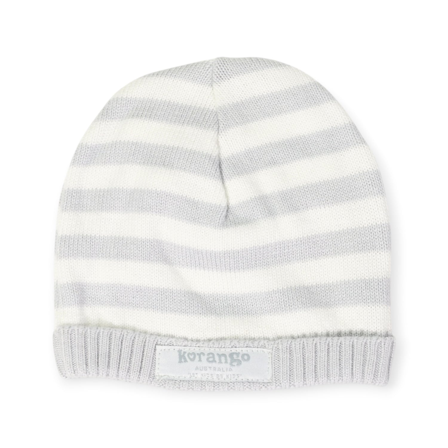 Striped Knit Beanie Baby Grey & White