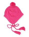 Lined Knit Beanie with Tassels Hot Pink