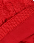 Textured Knit Beanie with Tassels Red
