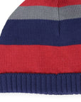 Stripe Knit Beanie Red with pom pom
