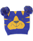 Tiger Beanie with Pom Poms Blue